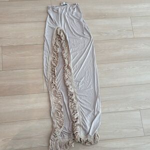 Fashion Nova Taupe Fringe Pencil Skirt